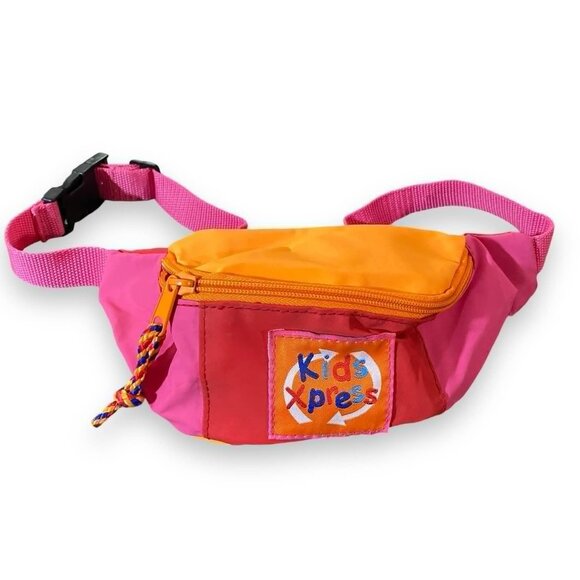 Kids Xpress Other - Vintage 1990's Nylon Orange Pink Kids Xpress Fanny Pack Belt Bag Hip Sack 34